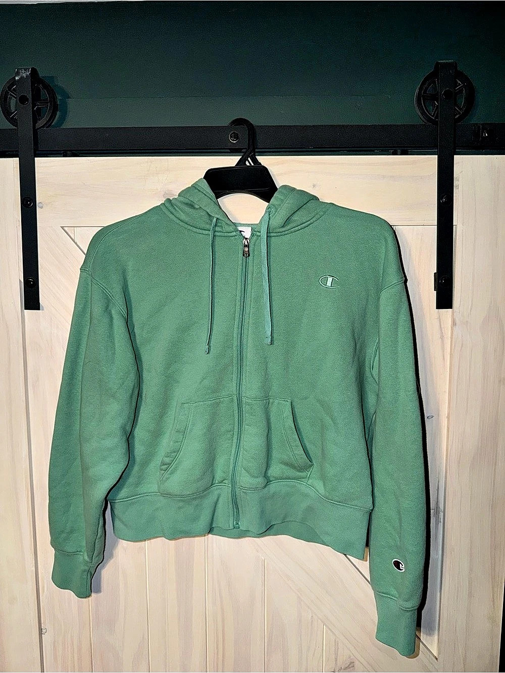 Champion Zip-Up Hoodie in Green Size Large